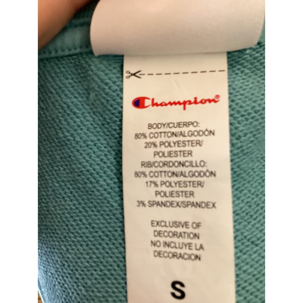 Champion V-Neck Sweatshirt Women Small Mint Green Excellent Oversized Pullover - Picture 6 of 6